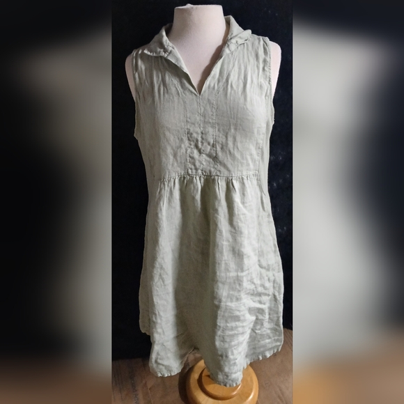 terzo millennio italy Tops - Italian 100% Cotton Quality Sleeveless Linen Dress Sz Med Large